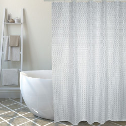 Rideau de douche Polyester MOSAàK 180x200cm QUALITE PREMIUM Gris et blanc - Anneaux inclus MSV