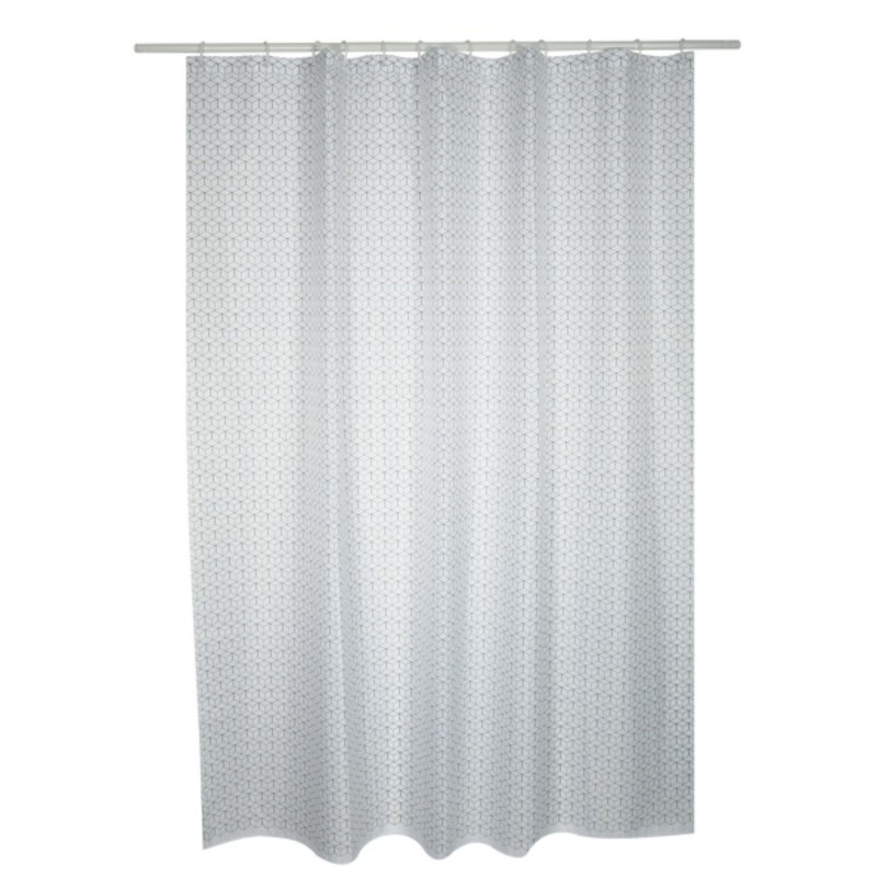 Rideau de douche Polyester MOSAàK 180x200cm QUALITE PREMIUM Gris et blanc - Anneaux inclus MSV