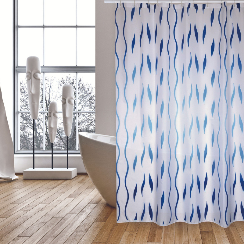 Polyester-Duschvorhang SEVENTIES 180x200cm – PREMIUMQUALITÄT Blau MSV