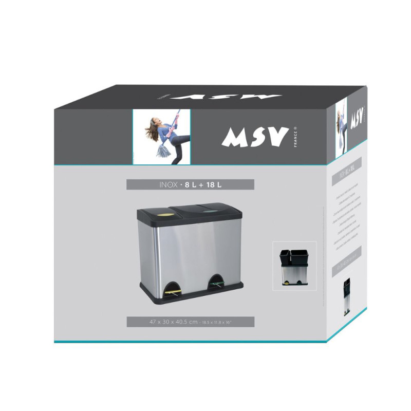 Tri-selective Treteimer aus Edelstahl 18L+8L MSV