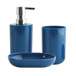 Accesorios de Baño Set de 3 INAGUA Azul Oscuro MSV