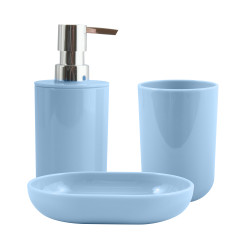 Set de 3 accesorios de baño INAGUA Azul pastel MSV