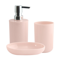 Set de 3 accesorios de baño INAGUA Rosa pastel MSV