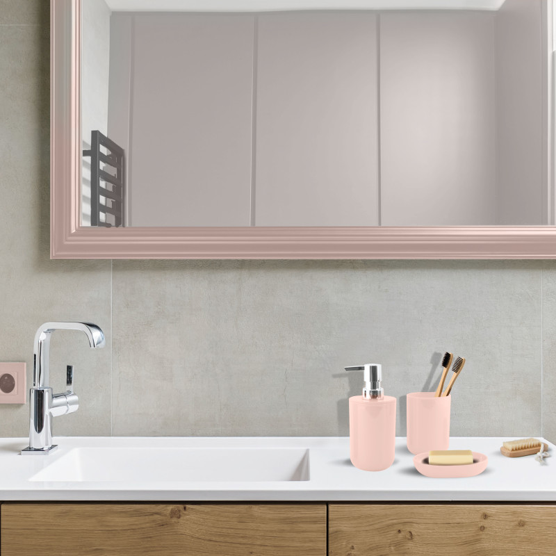 Set de 3 accesorios de baño INAGUA Rosa pastel MSV