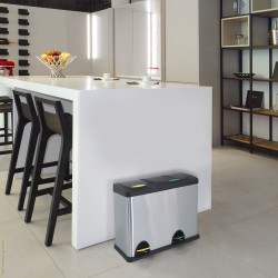Poubelle à  pédale Tri sélectif Inox 18L+8L MSV