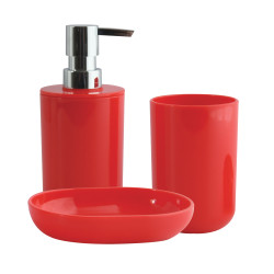 Set de 3 accesorios de baño INAGUA Rojo MSV