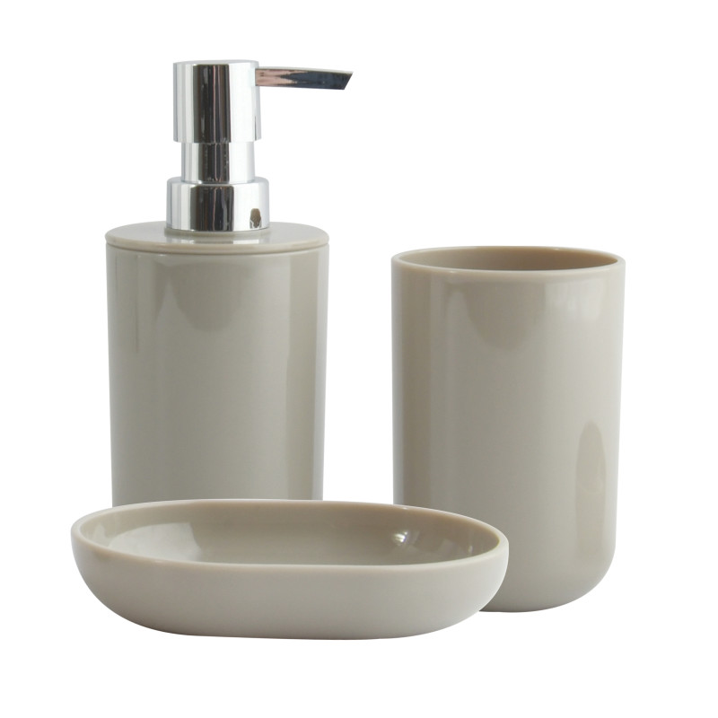 spirella Lot de 3 accessoires de salle de bain INAGUA Taupe MSV