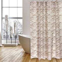 Cortina de ducha Poliéster BRIQUE 180x200cm Beige - Anillas incluidas MSV
