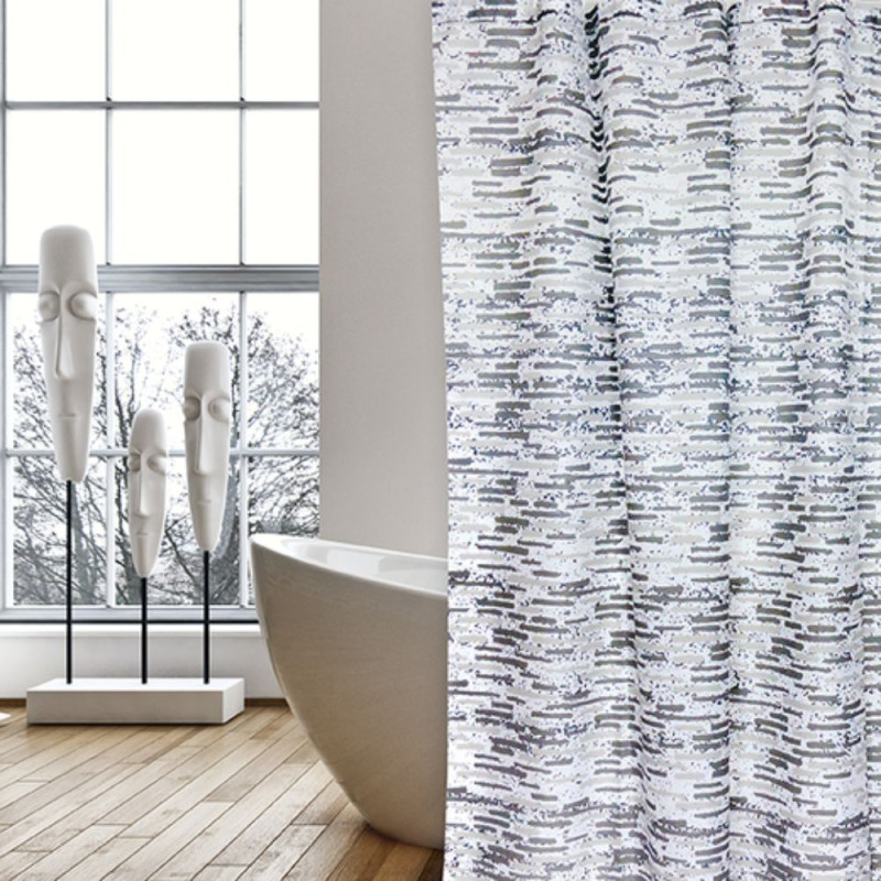 spirella Rideau de douche Polyester BRIQUE 180x200cm Gris - Anneaux inclus MSV