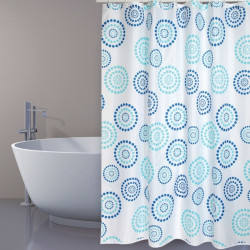 Tenda da doccia Poliestere DOTS 180x200cm QUALITÀ PREMIUM Blu - Anelli inclusi MSV
