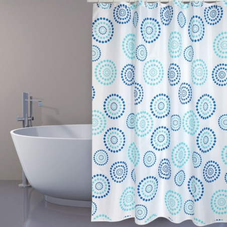 Shower curtain Polyester DOTS 180x200cm PREMIUM QUALITY Blue - Rings included MSV