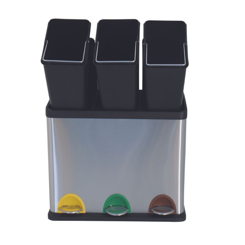 Poubelle à  pédale Tri sélectif Inox 3 bacs 8Lx3 MSV