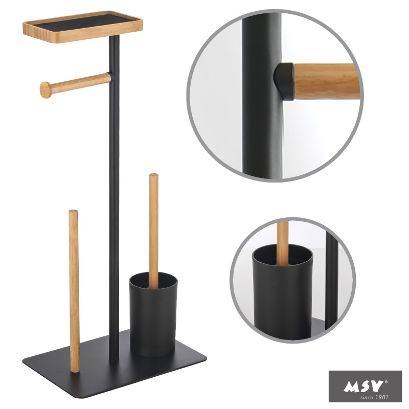 Combiné Wc avec support smartphone TEIKI Bambou Noir MSV