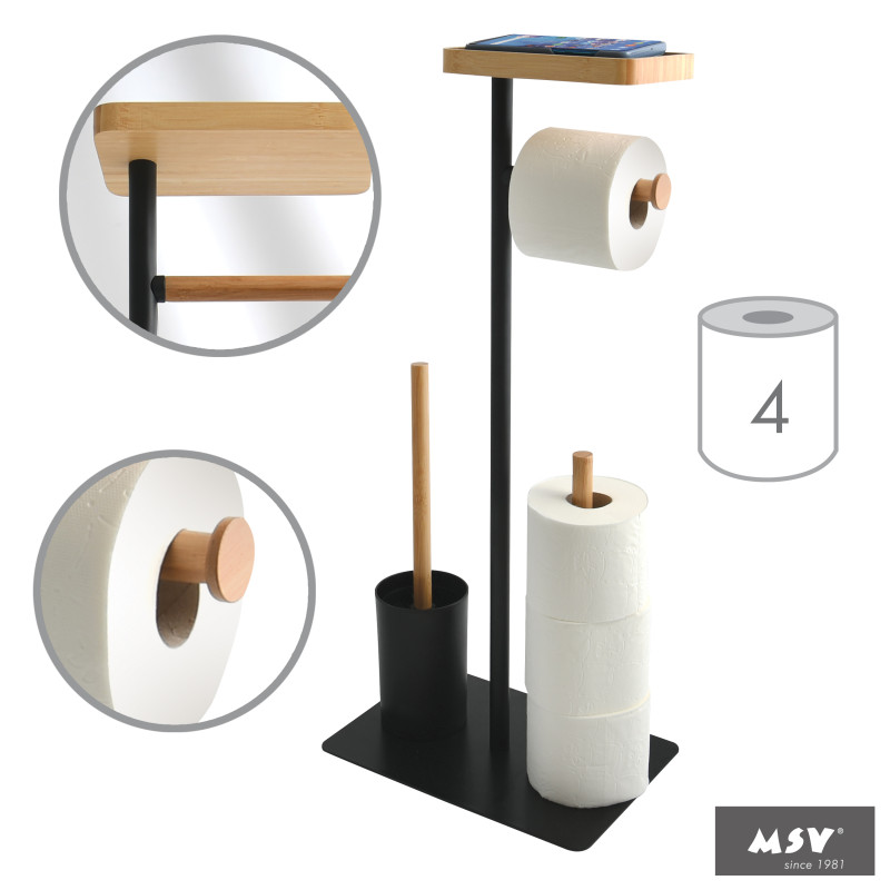 Combiné Wc avec support smartphone TEIKI Bambou Noir MSV