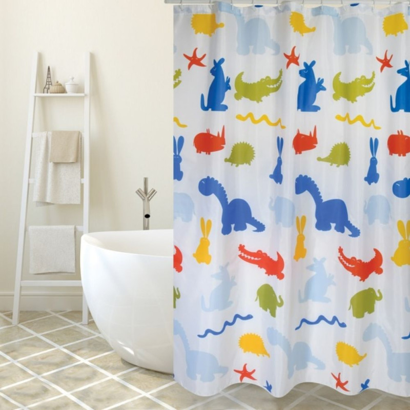 spirella Rideau de douche Polyester ZOO 180x200cm QUALITà PREMIUM Multicolor - Anneaux inclus MSV