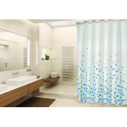 BREST Cortina de Ducha de Poliéster 180x200cm CALIDAD PREMIUM Azul - Anillas incluidas MSV