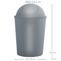 Poubelle à  bascule AKO 5,5L Argent MSV