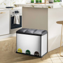 Pattumiera a pedale con selezione selettiva in acciaio inossidabile 3x20L MSV