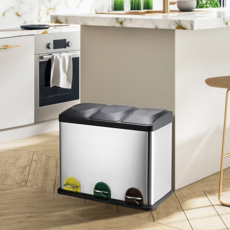 Stainless Steel Selective Sorting Pedal bin 3x20L MSV