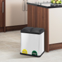 Poubelle à  pédale Tri Sélectif Inox 2x20L Brossé MSV