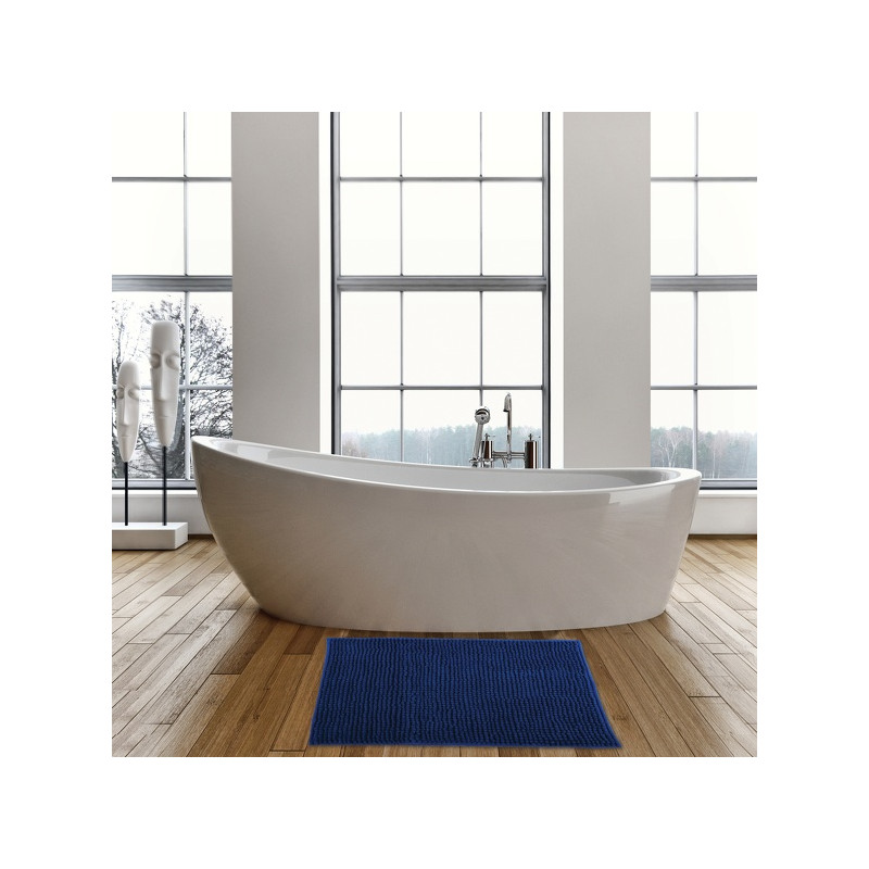 Juego de 2 alfombras de baño CHENILLE Microfibra 40x60cm Azul oscuro MSV