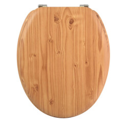 Asiento de Inodoro MDF Decoración Pino Marrón - Bisagras de Acero Inoxidable MSV