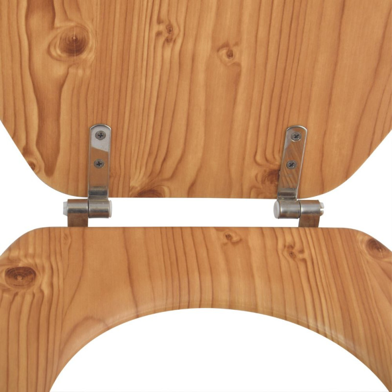 Sedile WC in MDF con decoro pino marrone - Cerniere MSV in acciaio inossidabile