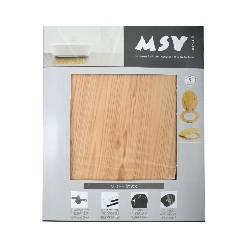 Abattant wc MDF en Décor Pin Marron - Charnières Inox MSV