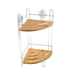 Etagère de douche d'angle à  ventouses en Bambou MSV