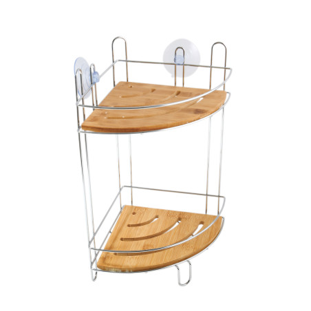 Corner shower shelf with suction cups in Bamboo MSV