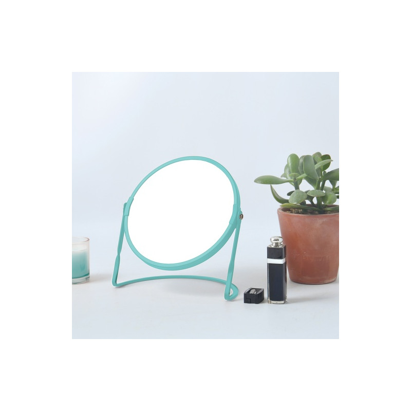 Miroir grossissant sur pied Acier AKIRA Bleu Aqua mat Spirella