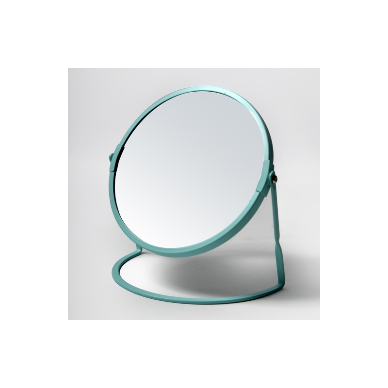 Miroir grossissant sur pied Acier AKIRA Bleu Aqua mat Spirella