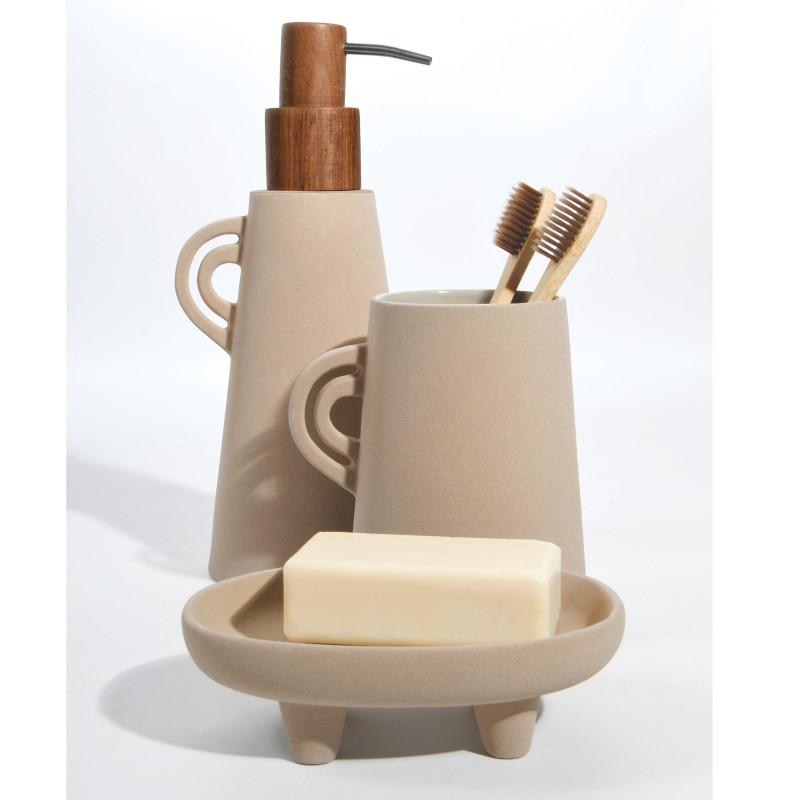 Dispensador de jabón en gres ORGANIC Spirella Cappuccino