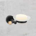 Porte savon à  fixer Acier & Bambou IANA Transparent & Noir MSV