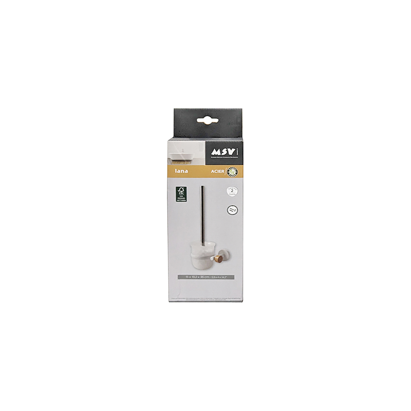 Brosse wc avec support à  fixer Acier & bambou IANA Blanc mat MSV