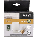 Gobelet à  fixer Acier & Bambou IANA Blanc mat MSV