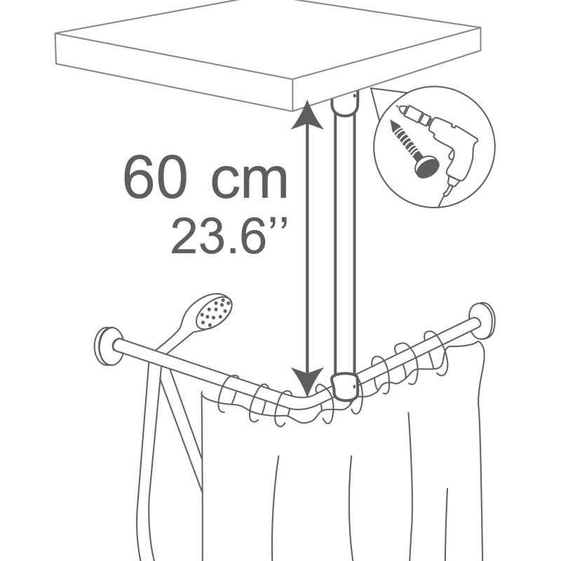 Colgador para barra de ducha de esquina de aluminio 60cm Cromo MSV