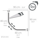 Barre tringle pour rideau de douche Incurvée à  fixer en Alu Chromé 80x80cm MSV