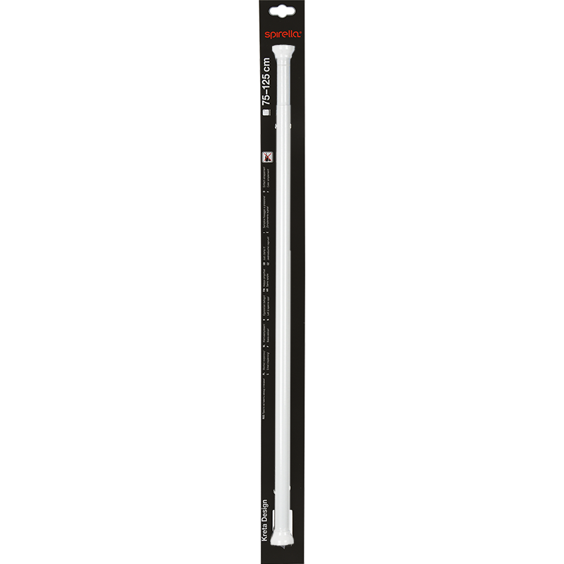 Spirella Duschvorhangstangen ausziehbar ohne Bohren in Aluminium KRETA 75-125cm Weiß