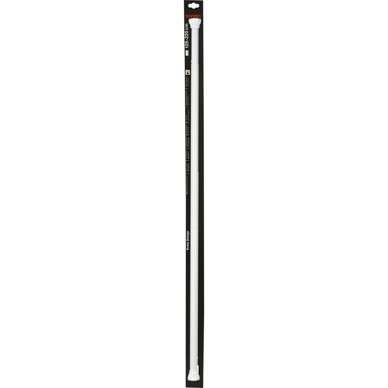 Rod bar for extendable shower curtain or bathtub without drilling in Aluminum KRETA 125-220cm White Spirella