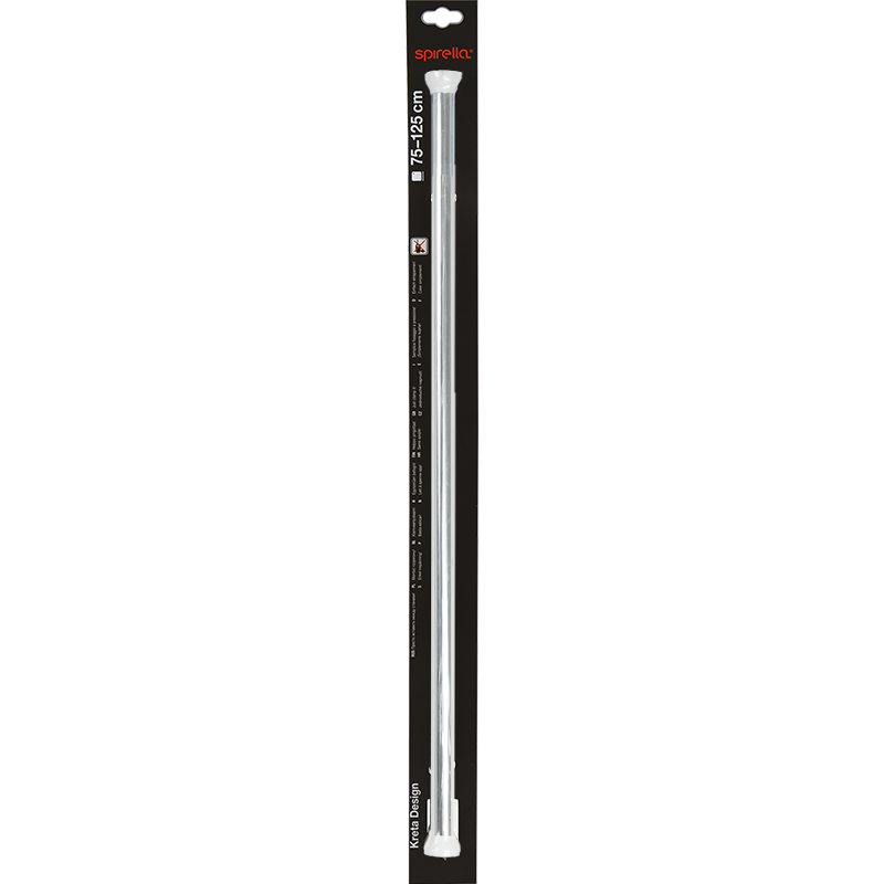 Rod bar for extendable shower curtain or bathtub without drilling in Aluminum KRETA 75-125cm Shiny finish Spirella