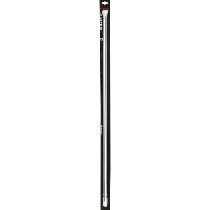 Spirella Duschvorhangstangen ausziehbar ohne Bohren in KRETA Aluminium 125-220cm Hochglanz-Finish