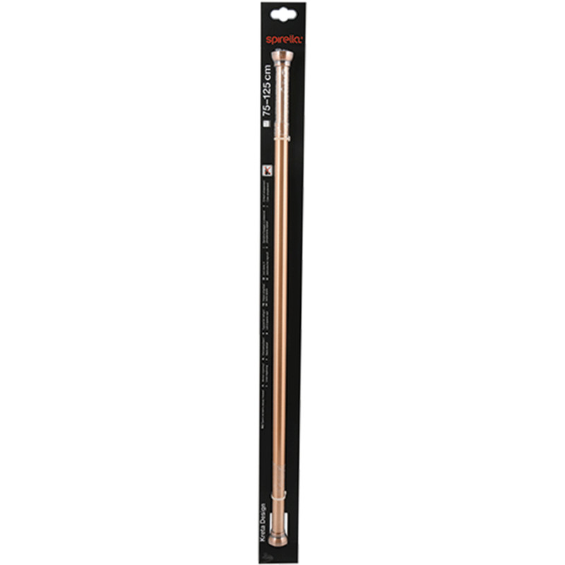 Barre tringle pour rideau de douche ou baignoire extensible sans perçage en Alu KRETA 75-125cm Cuivré Spirella