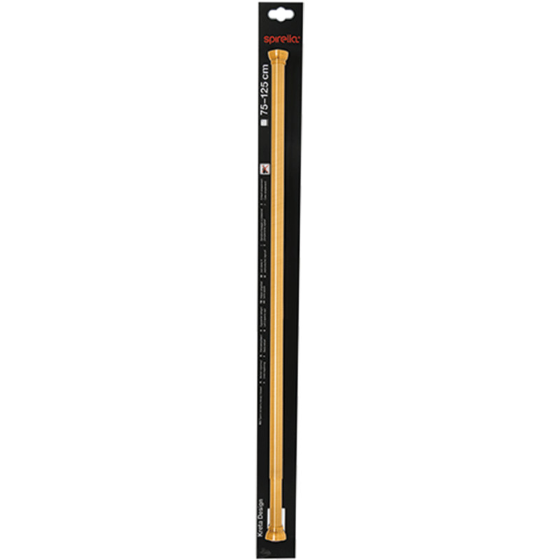 Rod bar for extendable shower curtain or bathtub without drilling in Aluminum KRETA 75-125cm Gold Spirella