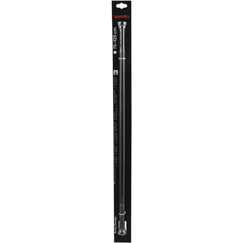Spirella Duschvorhangstangen ausziehbar ohne Bohren in Aluminium KRETA 75-125cm Titan Black