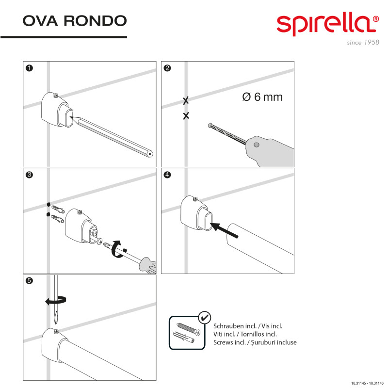 Barra de ducha OVA RONDO 90x90cm Spirella
