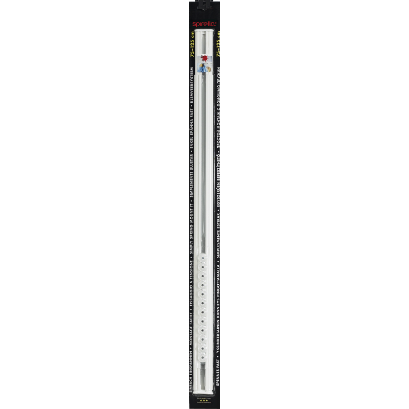 Spirella Duschvorhangstangen ausziehbar ohne Bohren in Aluminium SURPRISE 75-125cm Weiß - Gleiter inklusive