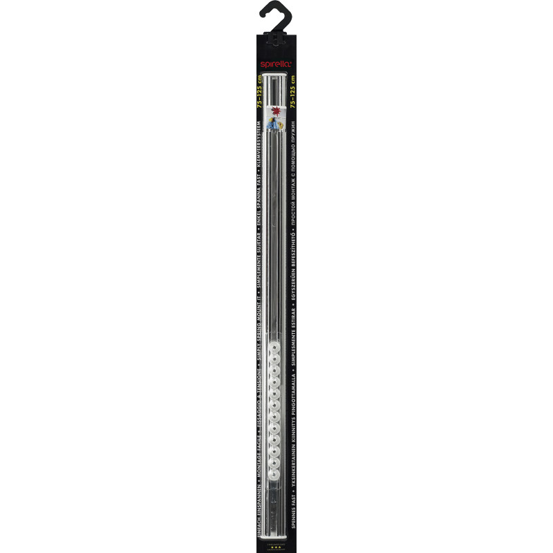 Rod bar for extendable shower curtain or bathtub without drilling in Aluminum SURPRISE 75-125cm Gray Spirella