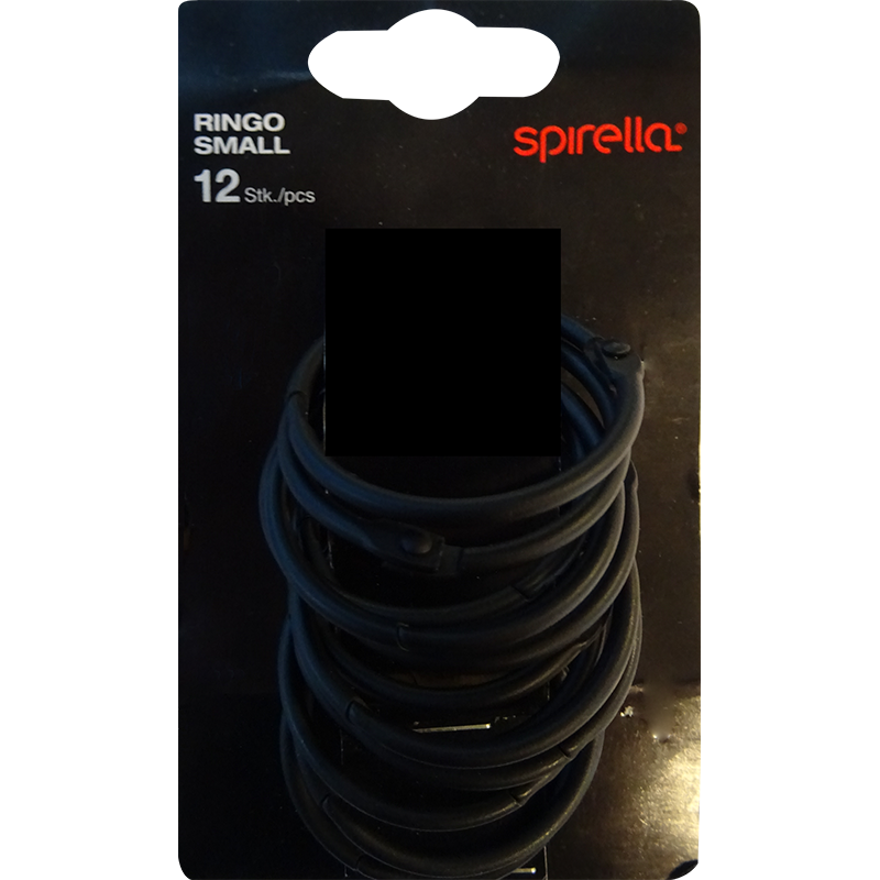 Set di 12 anelli per tende da doccia RINGO SMALL Nero Opaco Spirella
