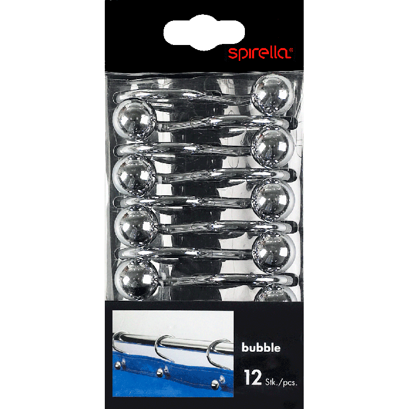 Set di 12 anelli per Tenda da doccia BUBBLE cromati Spirella